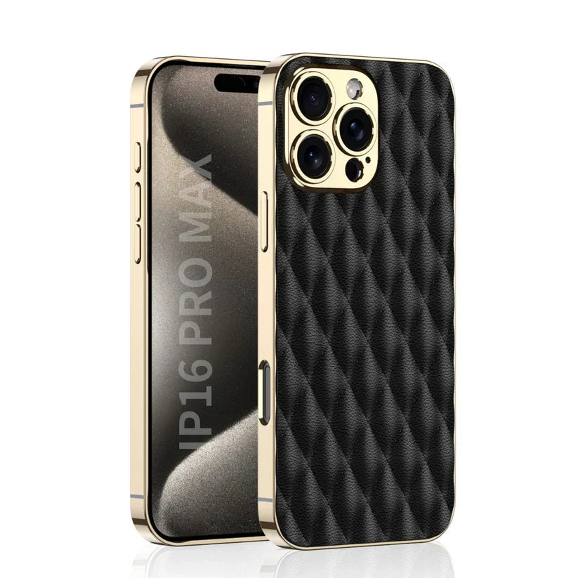 Electroplated Rhombus Pattern Leather Phone Case iPhone