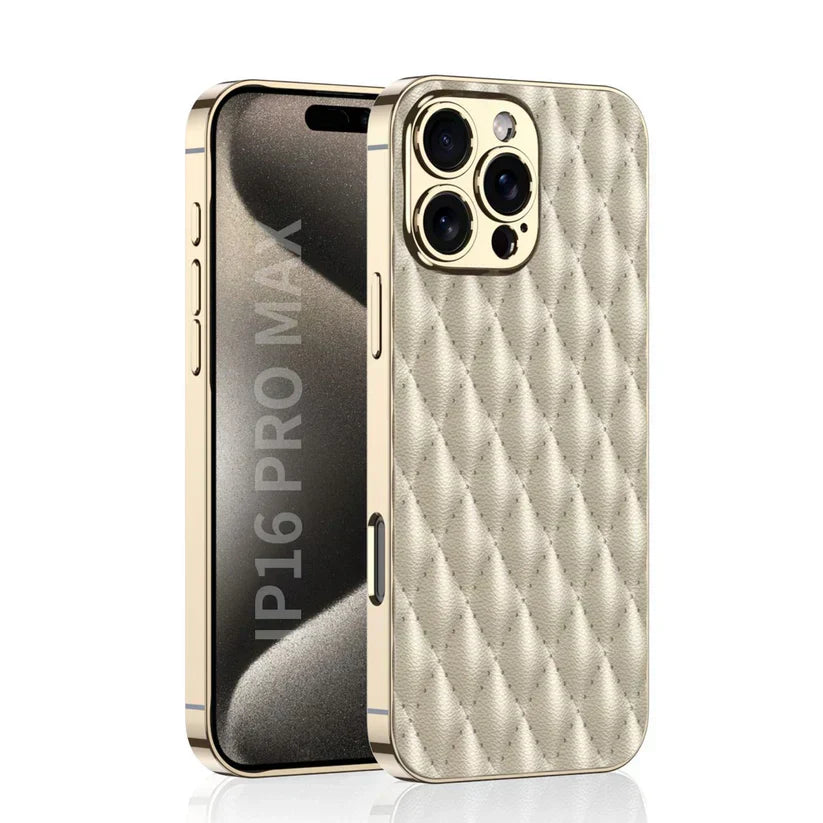 Electroplated Rhombus Pattern Leather Phone Case iPhone